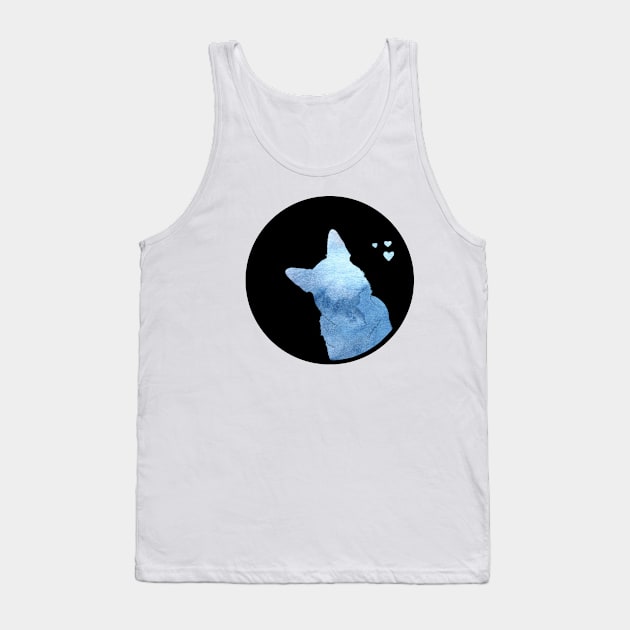 German Shepherd Love - Ocean Blue Silhouette Tank Top by SophieStockArt